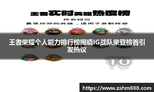 王者荣耀个人能力排行榜揭晓IG战队荣登榜首引发热议