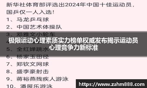 极限运动心理素质实力榜单权威发布揭示运动员心理竞争力新标准