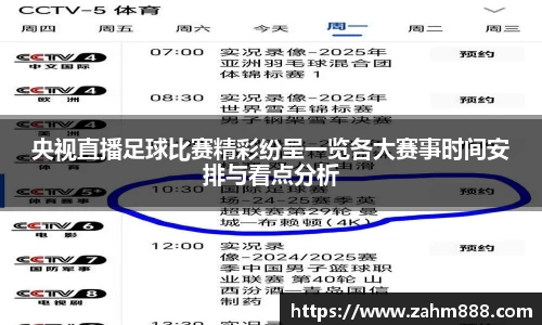央视直播足球比赛精彩纷呈一览各大赛事时间安排与看点分析